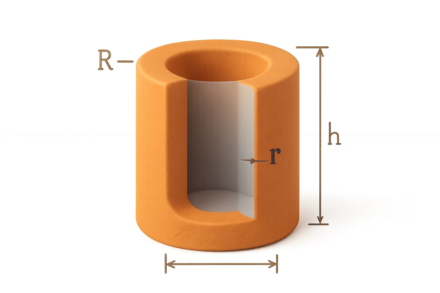 Hollow Cylinder Volume Calculator