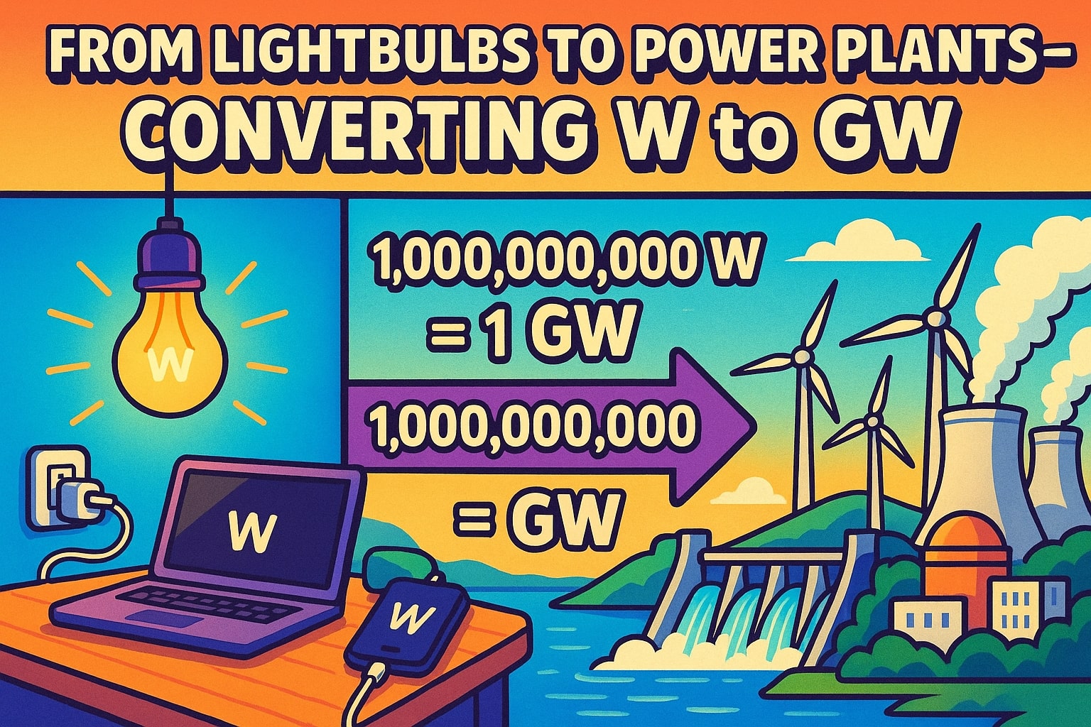 Watt to Gigawatt Converter