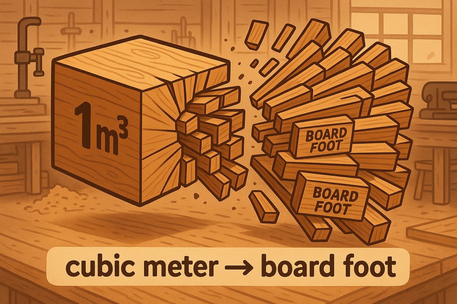 Cubic meters to Board foots Converter