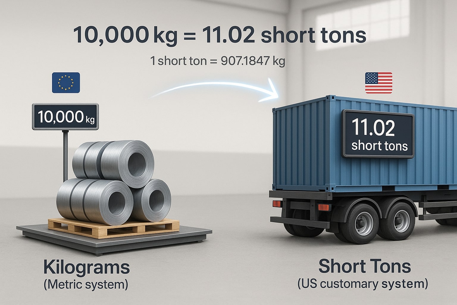 Kilograms to Short Tons Converter