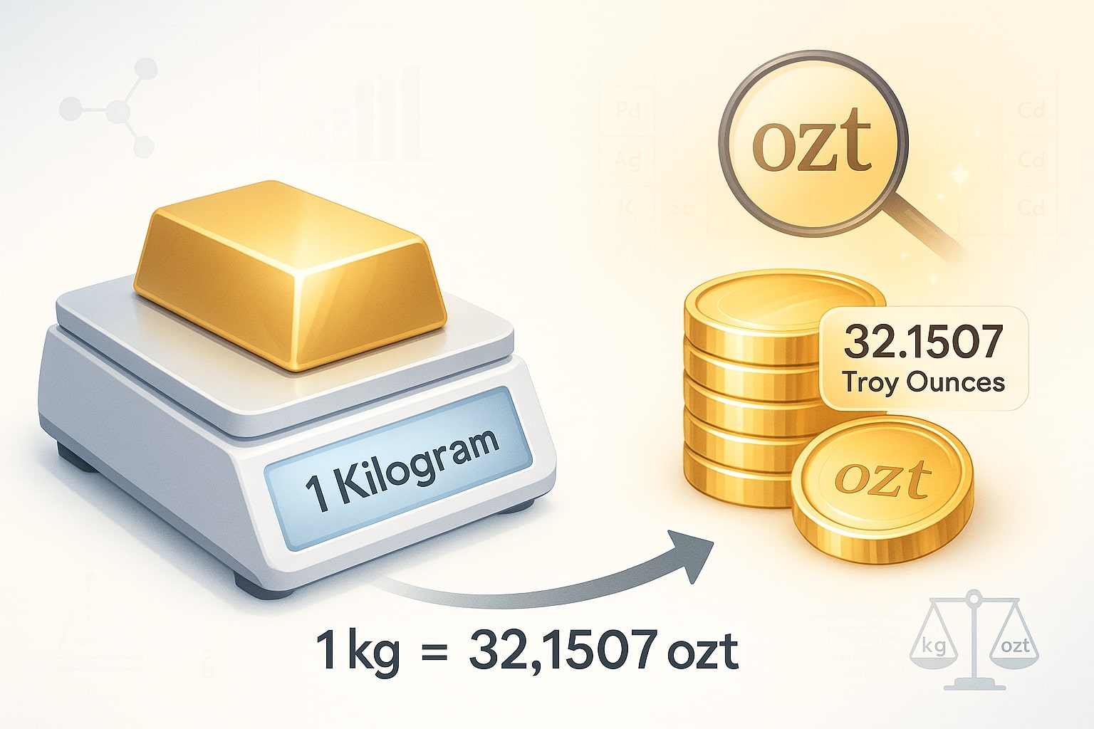 Kilograms to Troy Ounce Converter