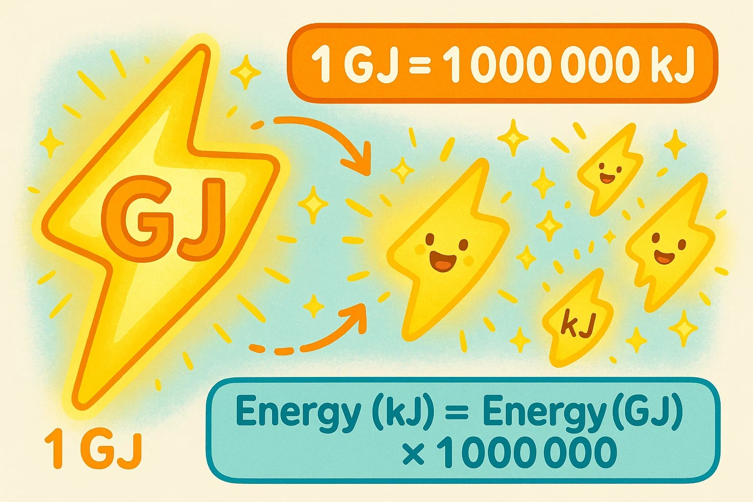 Gigajoules To Kilojoules Converter