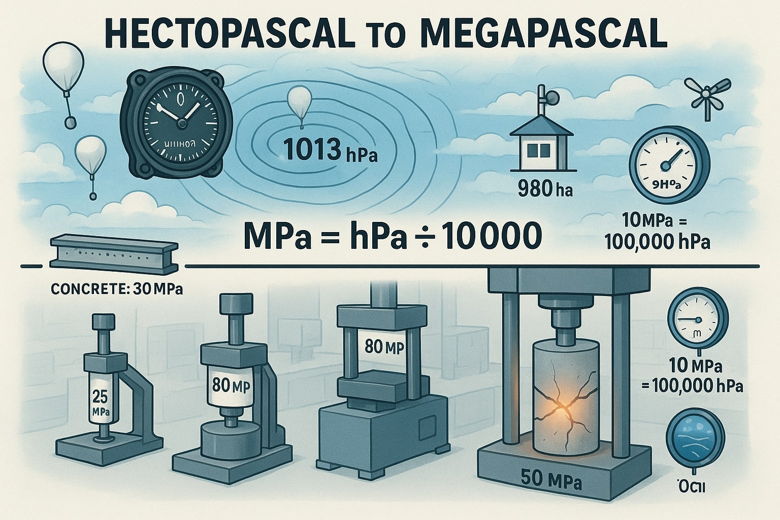 Hectopascal to Megapascal Converter